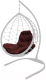 Кресло подвесное M-Group Капля Лори / 11530102 (белый ротанг/бордовая подушка) - 