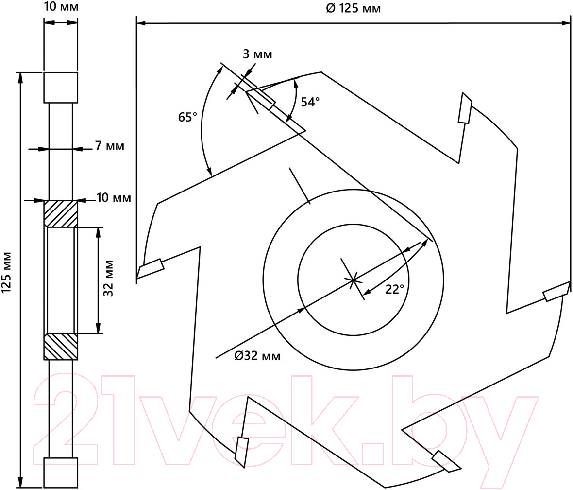 Фреза БЕЛМАШ 125x32x10мм / RF0015T