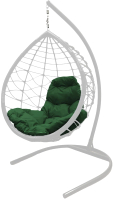 Кресло подвесное M-Group Капля Лори / 11530104 (белый ротанг/зеленая подушка) - 