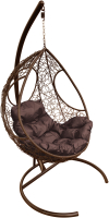 Кресло подвесное M-Group Долька / 11150205 (коричневый ротанг/коричневая подушка) - 