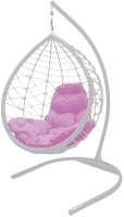 Кресло подвесное M-Group Капля Лори / 11530108 (белый ротанг/розовая подушка) - 