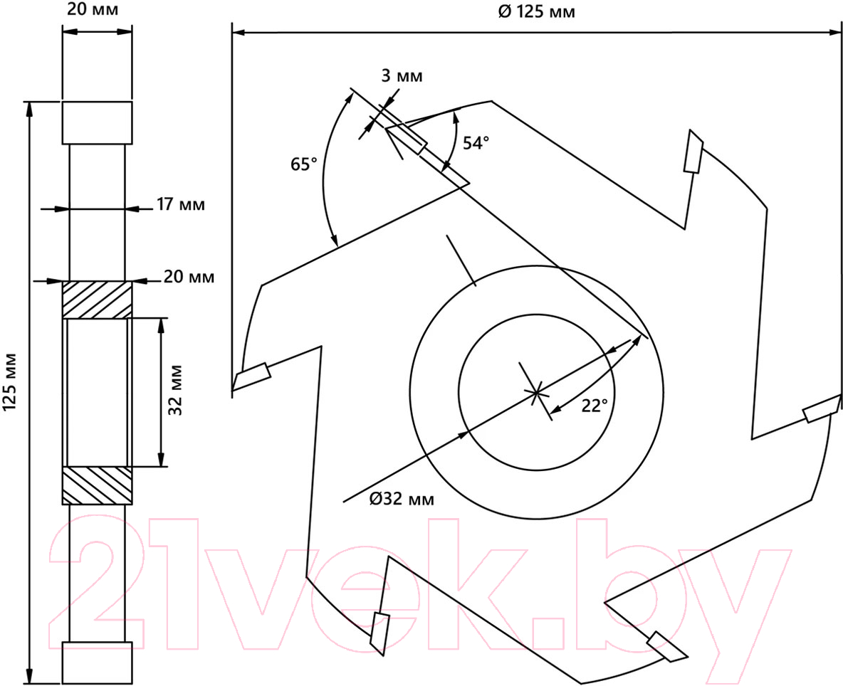 Фреза БЕЛМАШ 125x32x20мм / RF0036T