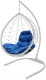 Кресло подвесное M-Group Капля Лори / 11530110 (белый ротанг/синяя подушка) - 