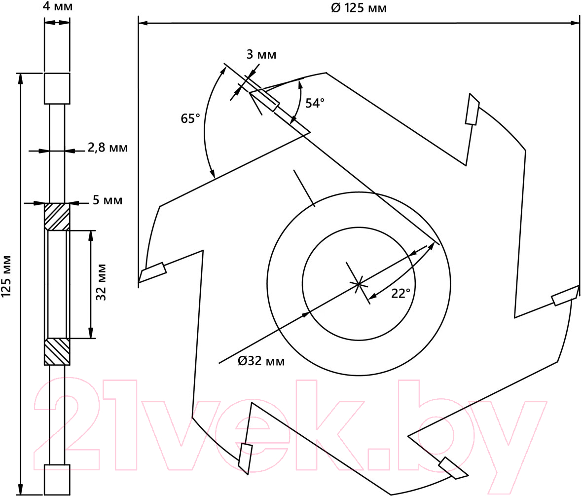 Фреза БЕЛМАШ 125x32x4мм / RF0011T