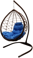 Кресло подвесное M-Group Капля Лори / 11530210 (коричневый ротанг/синяя подушка) - 