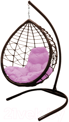 Кресло подвесное M-Group Капля Лори / 11530208 (коричневый ротанг/розовая подушка)