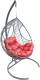 Кресло подвесное M-Group Долька / 11150306 (серый ротанг/красная подушка) - 
