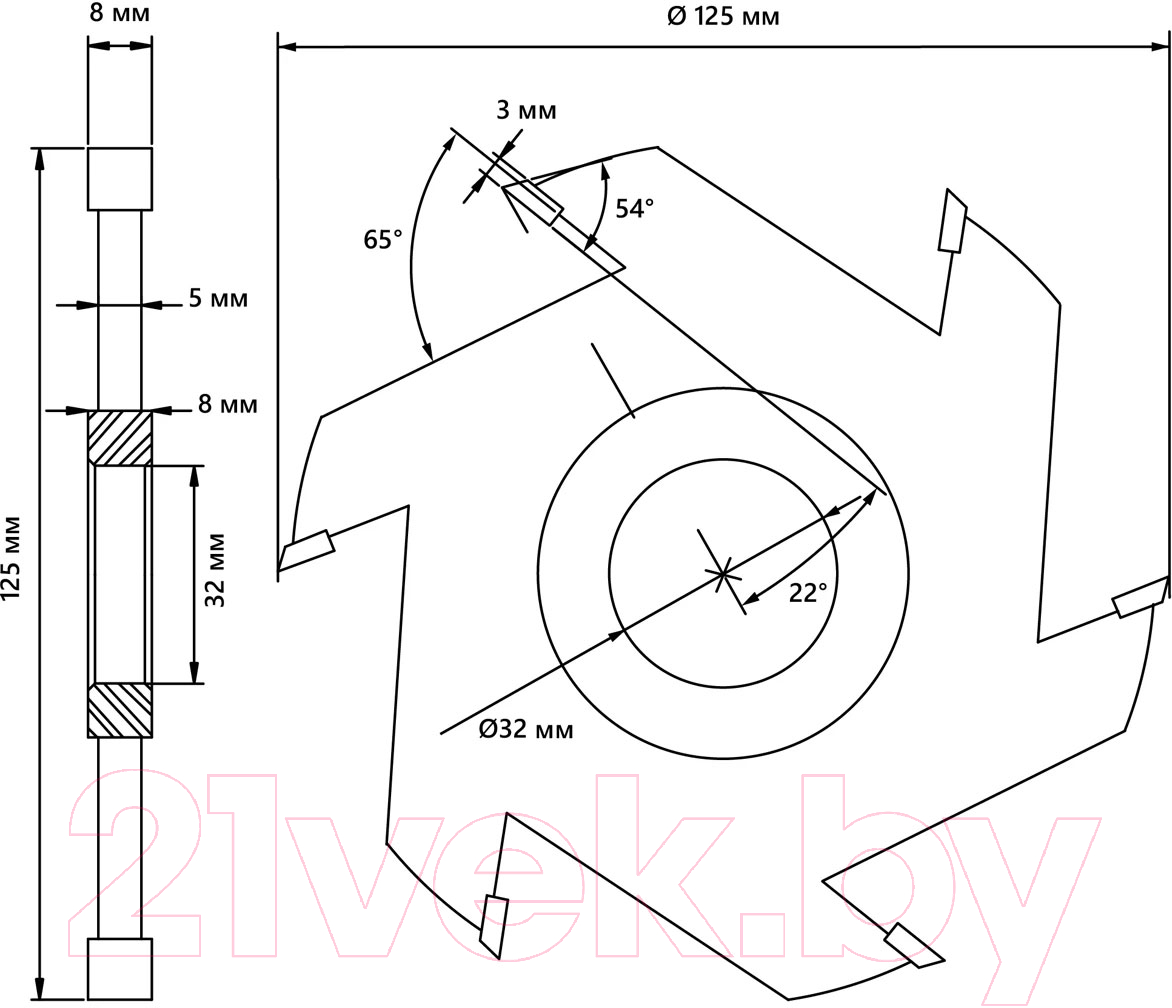 Фреза БЕЛМАШ 125x32x8мм / RF0014T