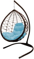 Кресло подвесное M-Group Капля Лори / 11530203 (коричневый ротанг/голубая подушка) - 