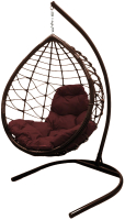Кресло подвесное M-Group Капля Лори / 11530202 (коричневый ротанг/бордовая подушка) - 