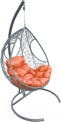 Кресло подвесное M-Group Долька / 11150307 (серый ротанг/оранжевая подушка)