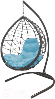 Кресло подвесное M-Group Капля Лори / 11530303 (серый ротанг/голубая подушка)
