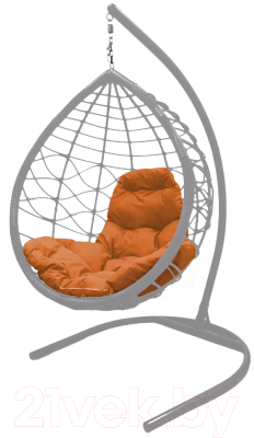Кресло подвесное M-Group Капля Лори / 11530307 (серый ротанг/оранжевая подушка)