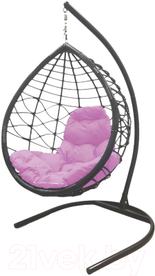 Кресло подвесное M-Group Капля Лори / 11530308 (серый ротанг/розовая подушка)