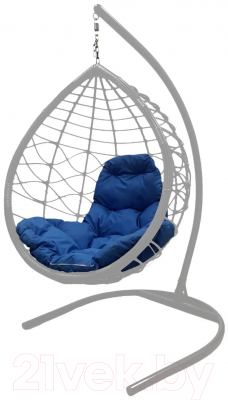 Кресло подвесное M-Group Капля Лори / 11530310 (серый ротанг/синяя подушка)