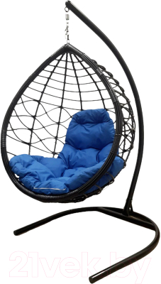 Кресло подвесное M-Group Капля Лори / 11530410 (черный ротанг/синяя подушка)