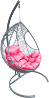 Кресло подвесное M-Group Долька / 11150308 (серый ротанг/розовая подушка) - 