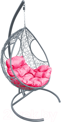 Кресло подвесное M-Group Долька / 11150308 (серый ротанг/розовая подушка)