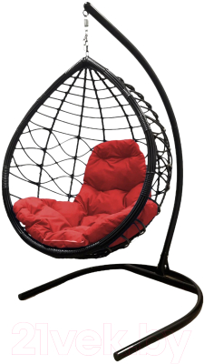 Кресло подвесное M-Group Капля Лори / 11530406 (черный ротанг/красная подушка)