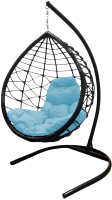 Кресло подвесное M-Group Капля Лори / 11530403 (черный ротанг/голубая подушка) - 