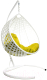 Кресло подвесное M-Group Капля Люкс / 11030111 (белый ротанг/желтая подушка) - 