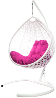 Кресло подвесное M-Group Капля Люкс / 11030108 (белый ротанг/розовая подушка) - 