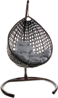 Кресло подвесное M-Group Капля Люкс / 11030209 (коричневый ротанг/серая подушка) - 