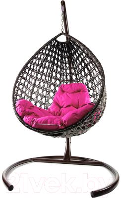 Кресло подвесное M-Group Капля Люкс / 11030208 (коричневый ротанг/розовая подушка)