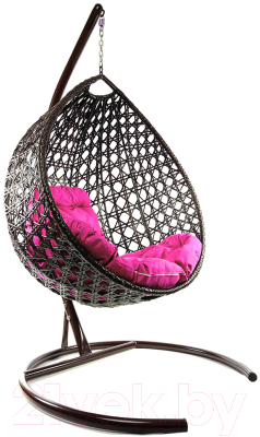 Кресло подвесное M-Group Капля Люкс / 11030208 (коричневый ротанг/розовая подушка)