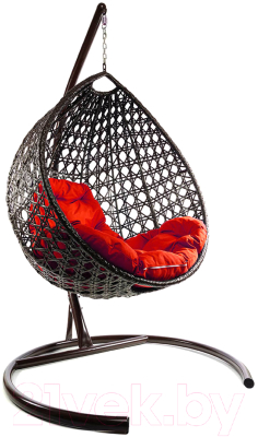 Кресло подвесное M-Group Капля Люкс / 11030206 (коричневый ротанг/красная подушка)