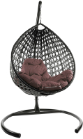 Кресло подвесное M-Group Капля Люкс / 11030205 (коричневый ротанг/коричневая подушка) - 