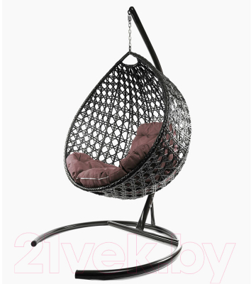 Кресло подвесное M-Group Капля Люкс / 11030205 (коричневый ротанг/коричневая подушка)