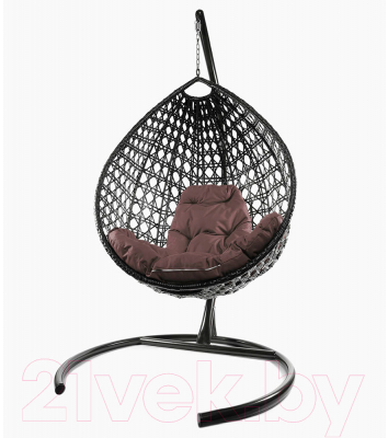 Кресло подвесное M-Group Капля Люкс / 11030205 (коричневый ротанг/коричневая подушка)