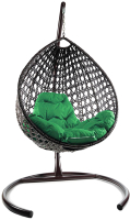 Кресло подвесное M-Group Капля Люкс / 11030204 (коричневый ротанг/зеленая подушка) - 
