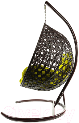 Кресло подвесное M-Group Капля Люкс / 11030211 (коричневый ротанг/желтая подушка)
