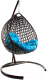 Кресло подвесное M-Group Капля Люкс / 11030203 (коричневый ротанг/голубая подушка) - 