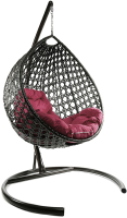 Кресло подвесное M-Group Капля Люкс / 11030202 (коричневый ротанг/бордовая подушка) - 