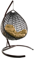 Кресло подвесное M-Group Капля Люкс / 11030201 (коричневый ротанг/бежевая подушка) - 