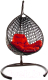 Кресло подвесное M-Group Капля Люкс / 11030306 (серый ротанг/красная подушка) - 