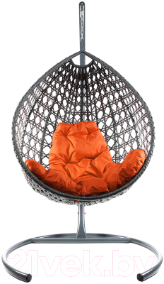 Кресло подвесное M-Group Капля Люкс / 11030307 (серый ротанг/оранжевая подушка)