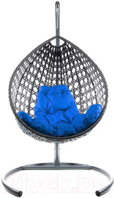 Кресло подвесное M-Group Капля Люкс / 11030310 (серый ротанг/синяя подушка)
