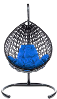 Кресло подвесное M-Group Капля Люкс / 11030410 (черный ротанг/синяя подушка) - 