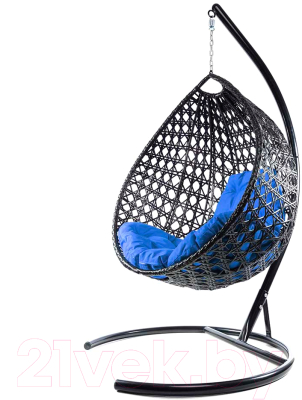 Кресло подвесное M-Group Капля Люкс / 11030410 (черный ротанг/синяя подушка)