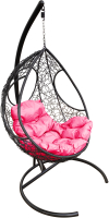 Кресло подвесное M-Group Долька / 11150408 (черный ротанг/розовая подушка) - 