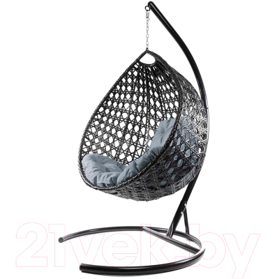 Кресло подвесное M-Group Капля Люкс / 11030409 (черный ротанг/серая подушка)