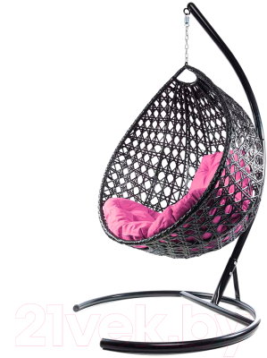 Кресло подвесное M-Group Капля Люкс / 11030408 (черный ротанг/розовая подушка)