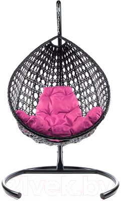 Кресло подвесное M-Group Капля Люкс / 11030408 (черный ротанг/розовая подушка)