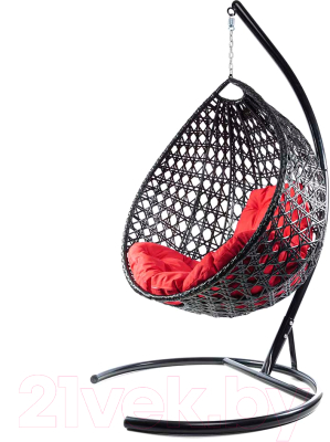 Кресло подвесное M-Group Капля Люкс / 11030406 (черный ротанг/красная подушка)