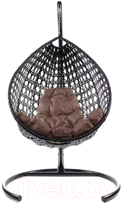 Кресло подвесное M-Group Капля Люкс / 11030405 (черный ротанг/коричневая подушка)
