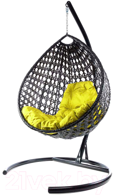 Кресло подвесное M-Group Капля Люкс / 11030411 (черный ротанг/желтая подушка)